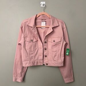 NWT✨GAP x LOVESHACKFANCY Pink Cropped Denim Jacket Size XXS